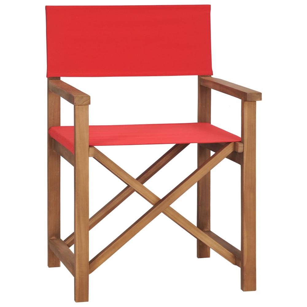 vidaXL Director's Chair Solid Teak Wood Red, 47414. Picture 1