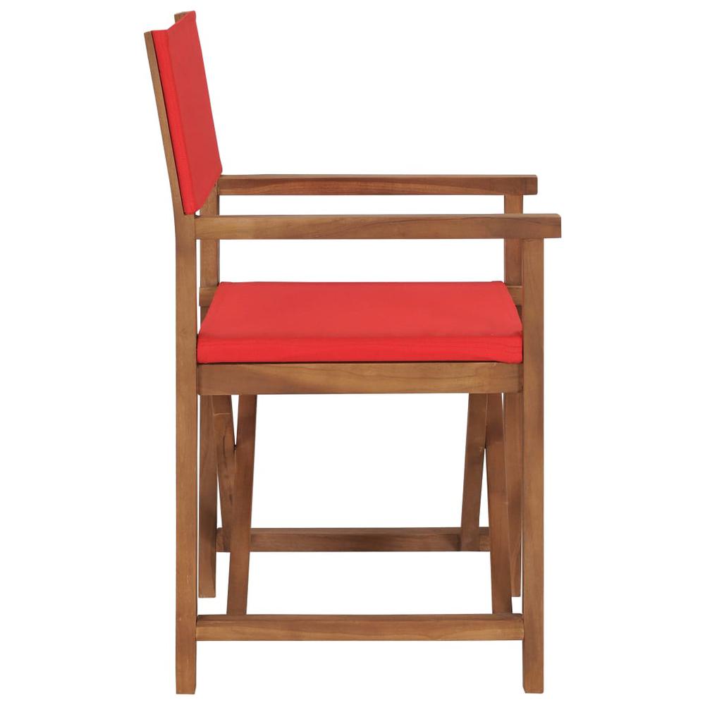 vidaXL Director's Chair Solid Teak Wood Red, 47414. Picture 3