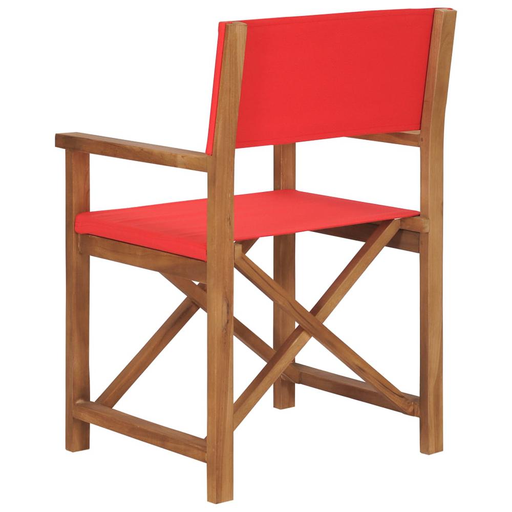 vidaXL Director's Chair Solid Teak Wood Red, 47414. Picture 4