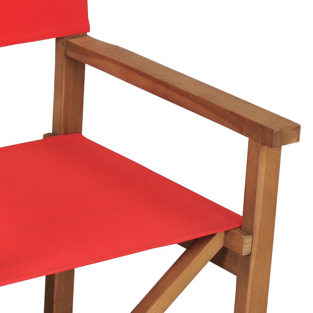 vidaXL Director's Chair Solid Teak Wood Red, 47414. Picture 6