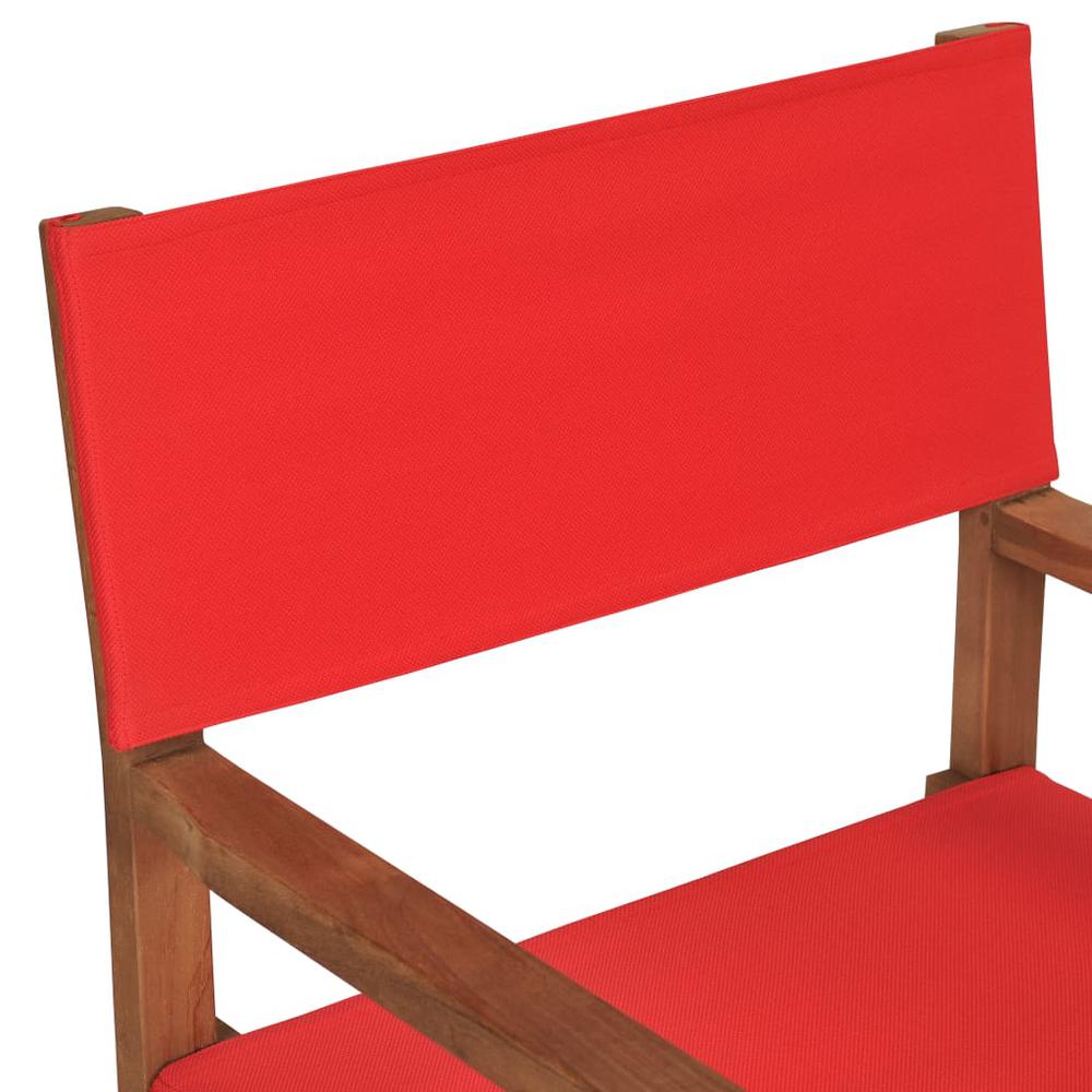 vidaXL Director's Chair Solid Teak Wood Red, 47414. Picture 7
