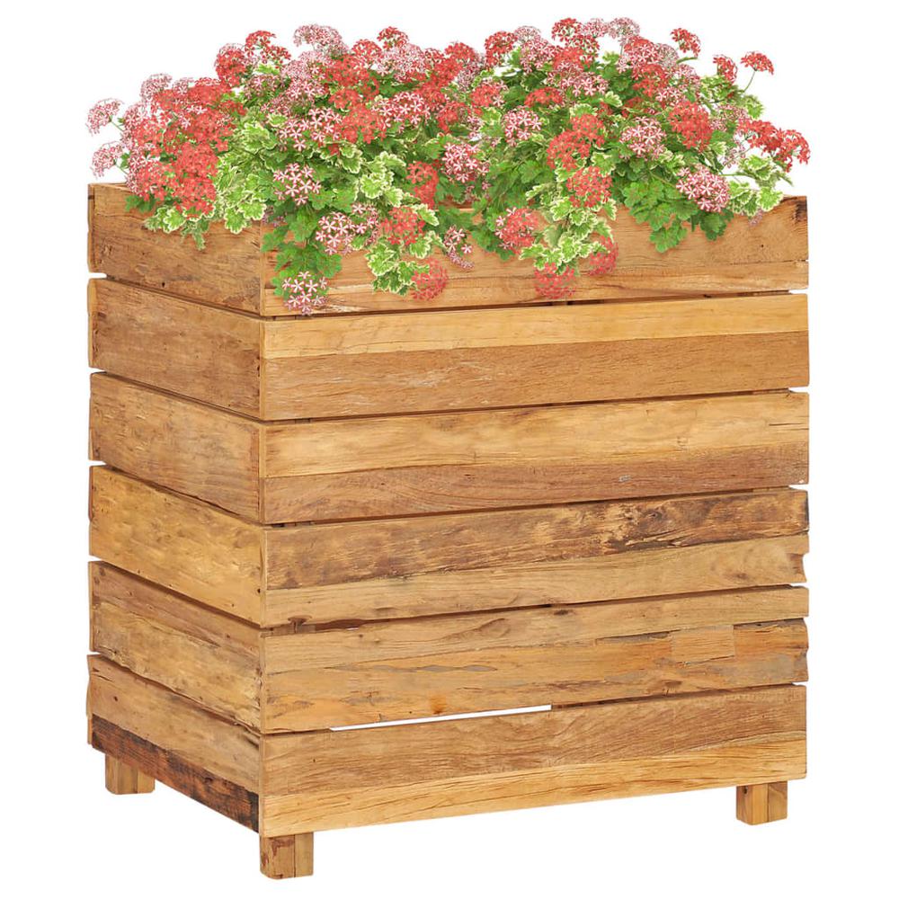 vidaXL Raised Bed 19.7"x15.7"x21.7" Recycled Teak and Steel 7424. Picture 1