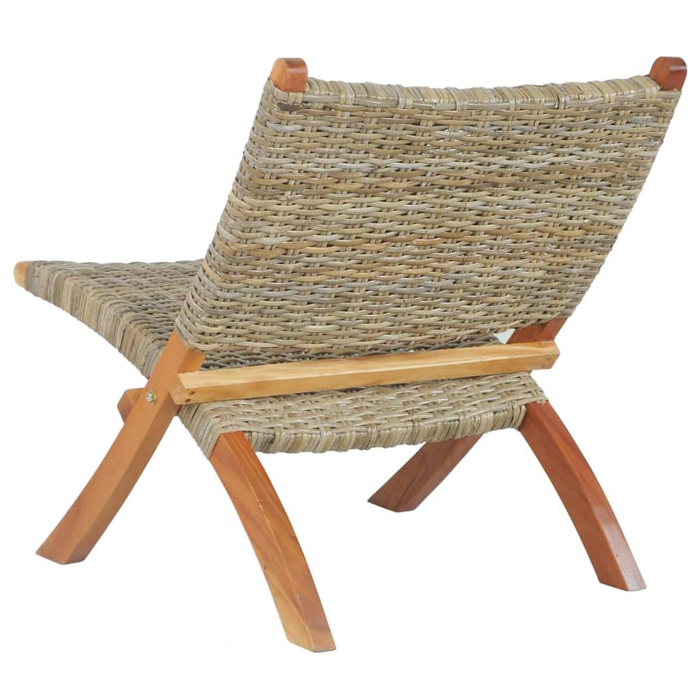 vidaXL Relaxing Chair Natural Kubu Rattan and Solid Mahogany Wood 5803. Picture 4