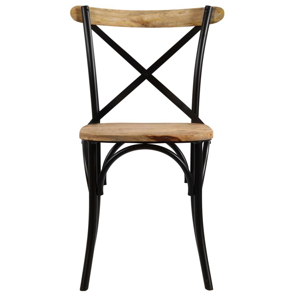 vidaXL Cross Chairs 4 pcs Black Solid Mango Wood. Picture 5