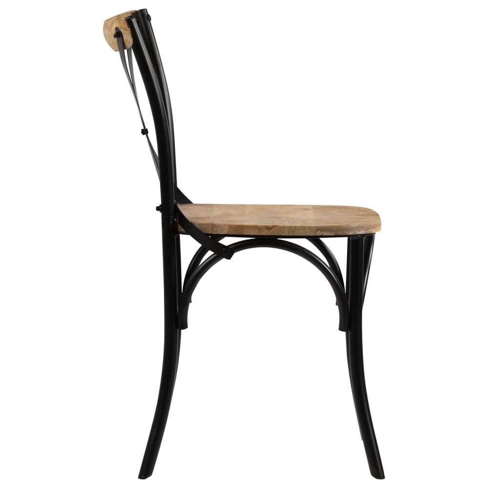 vidaXL Cross Chairs 4 pcs Black Solid Mango Wood. Picture 6