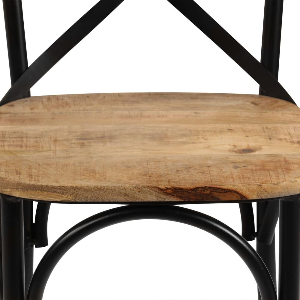 vidaXL Cross Chairs 4 pcs Black Solid Mango Wood. Picture 7