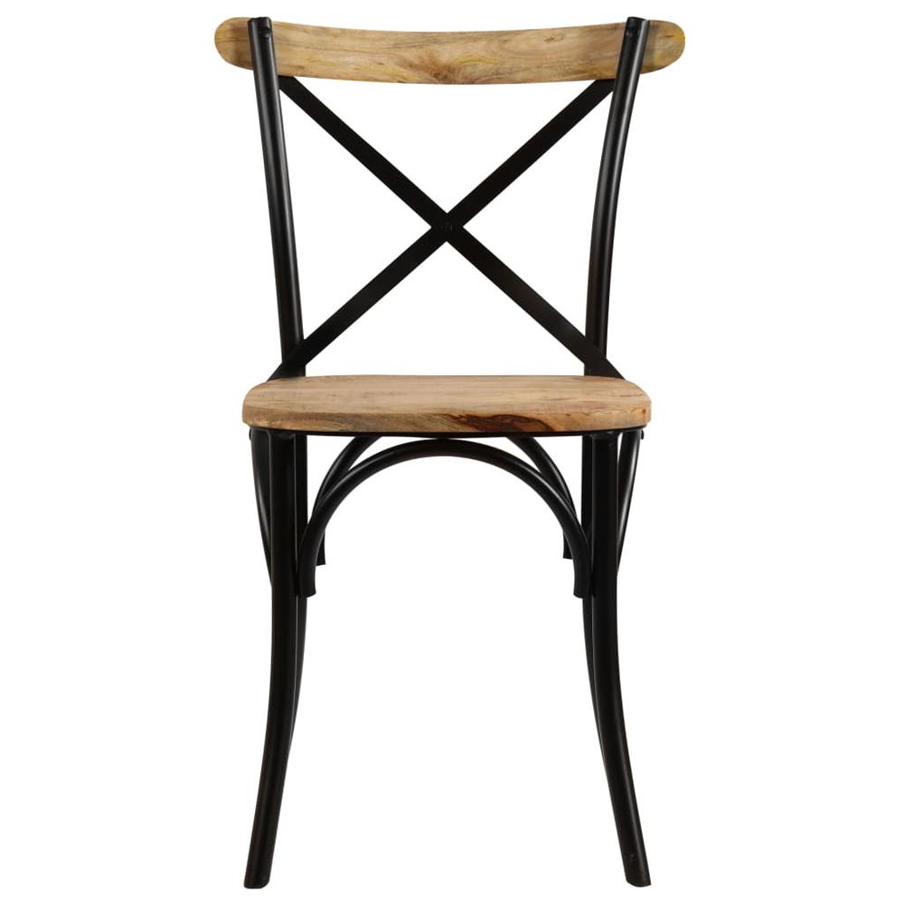 vidaXL Cross Chairs 6 pcs Black Solid Mango Wood. Picture 6