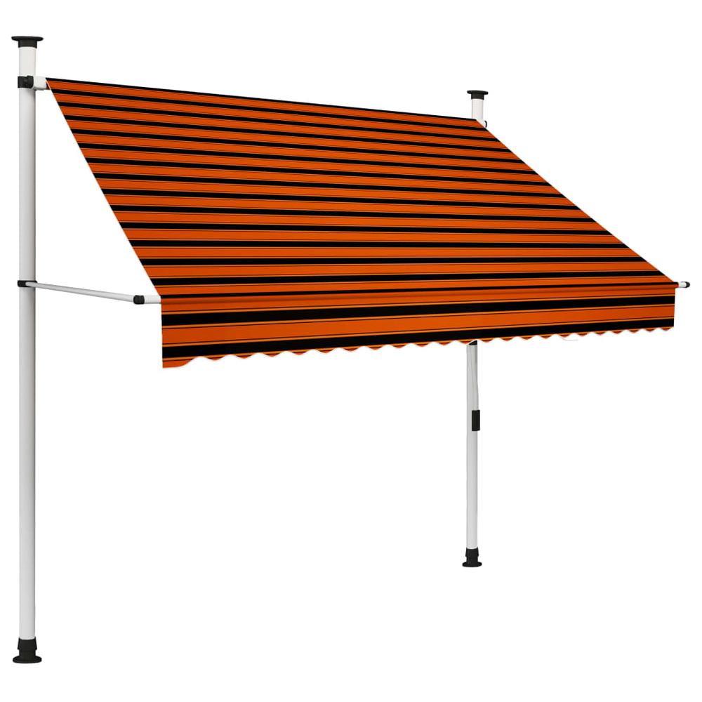 vidaXL Manual Retractable Awning 78.7" Orange and Brown, 145836. Picture 1