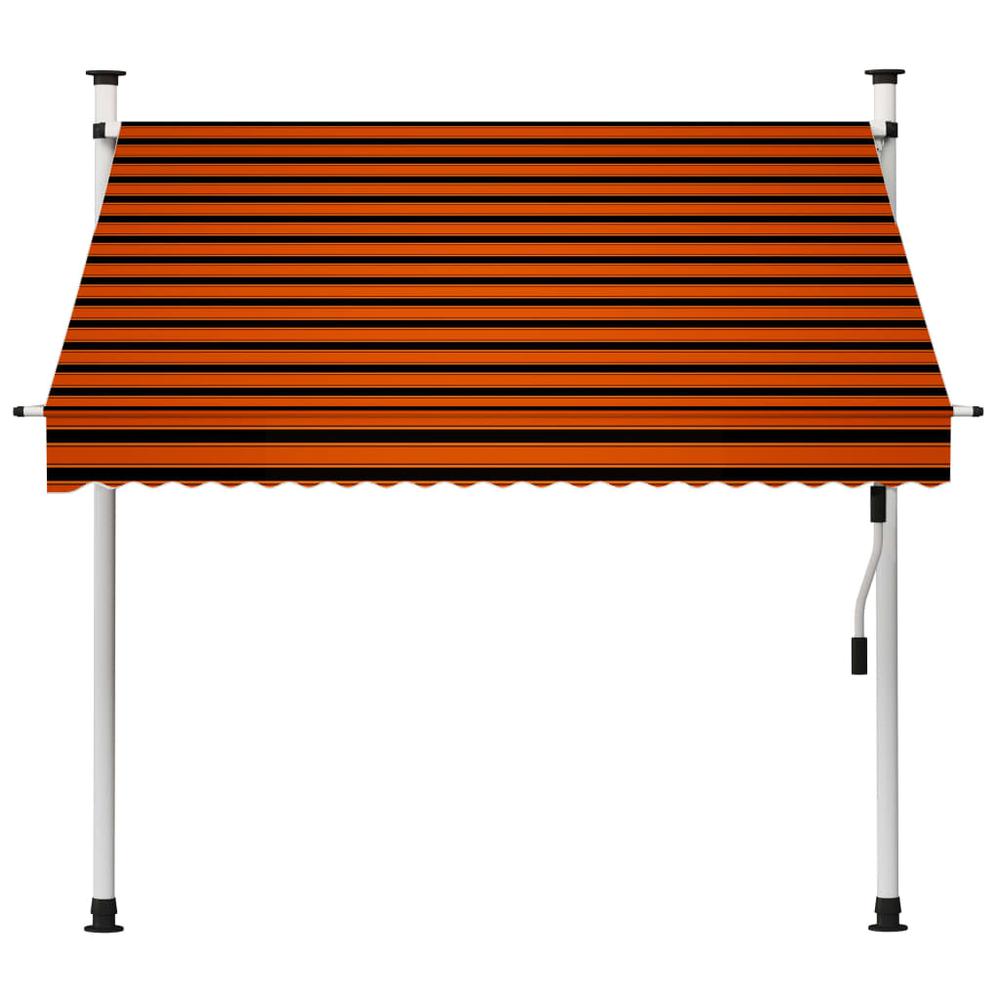 vidaXL Manual Retractable Awning 78.7" Orange and Brown, 145836. Picture 2
