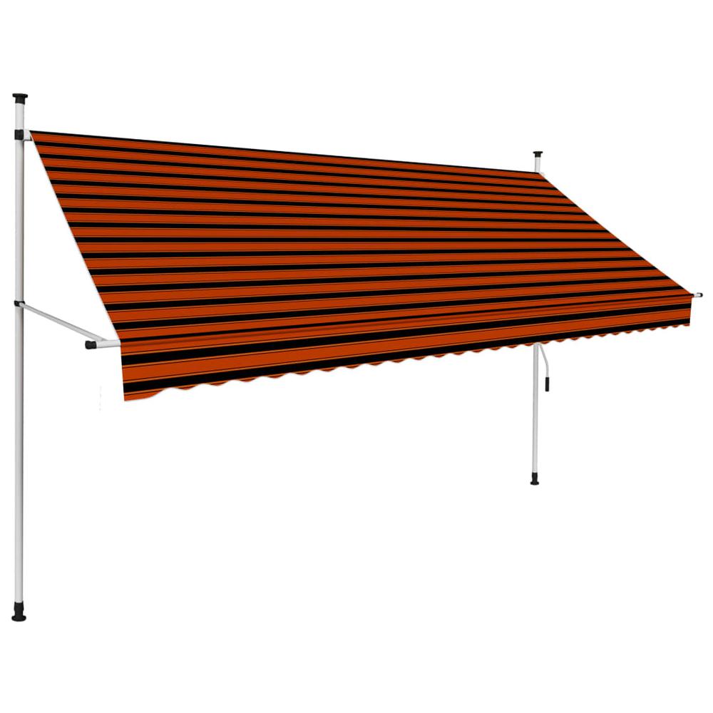 vidaXL Manual Retractable Awning 118.1" Orange and Brown, 145838. Picture 1