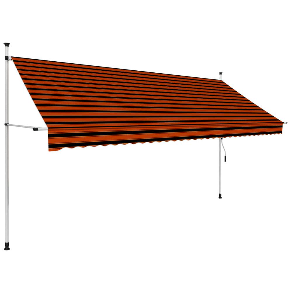 vidaXL Manual Retractable Awning 137.8" Orange and Brown, 145839. Picture 1