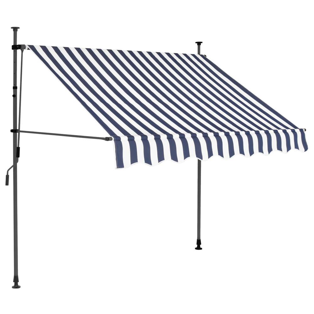 vidaXL Manual Retractable Awning with LED 59.1" Blue and White, 145842. Picture 2