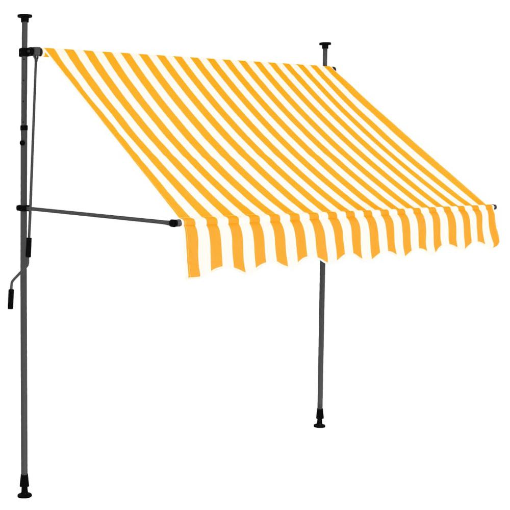 Manual Retractable Awning with LED 78.7" White and Orange. Picture 1