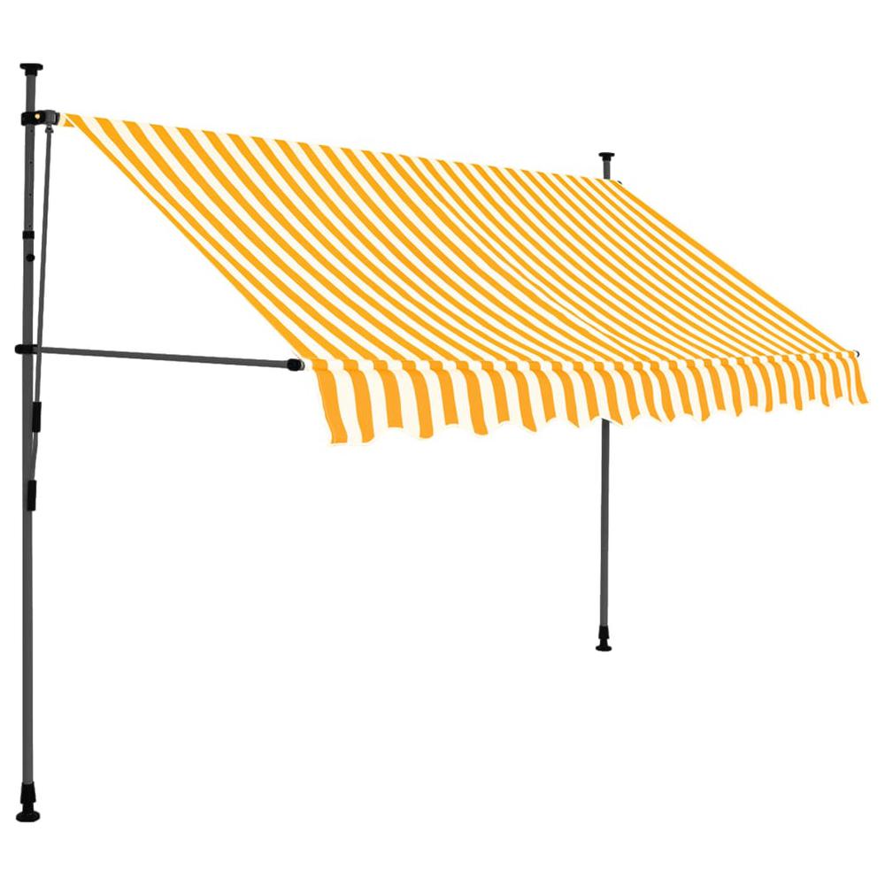 Manual Retractable Awning with LED 118.1" White and Orange. Picture 1