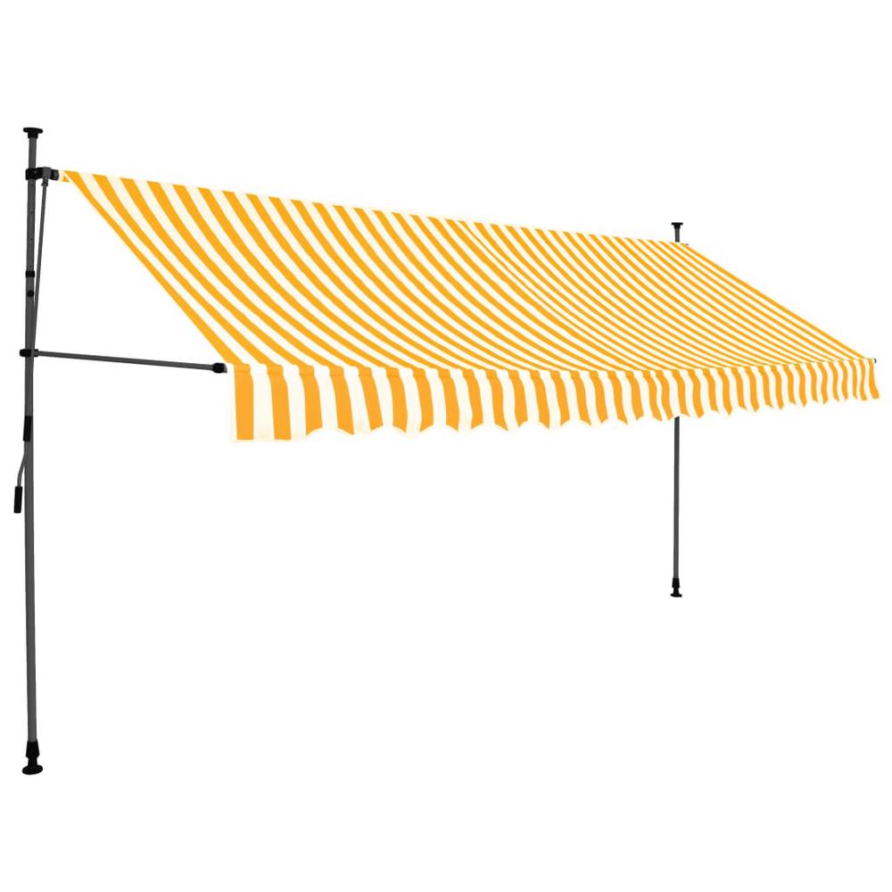 Manual Retractable Awning with LED 137.8" White and Orange. Picture 1