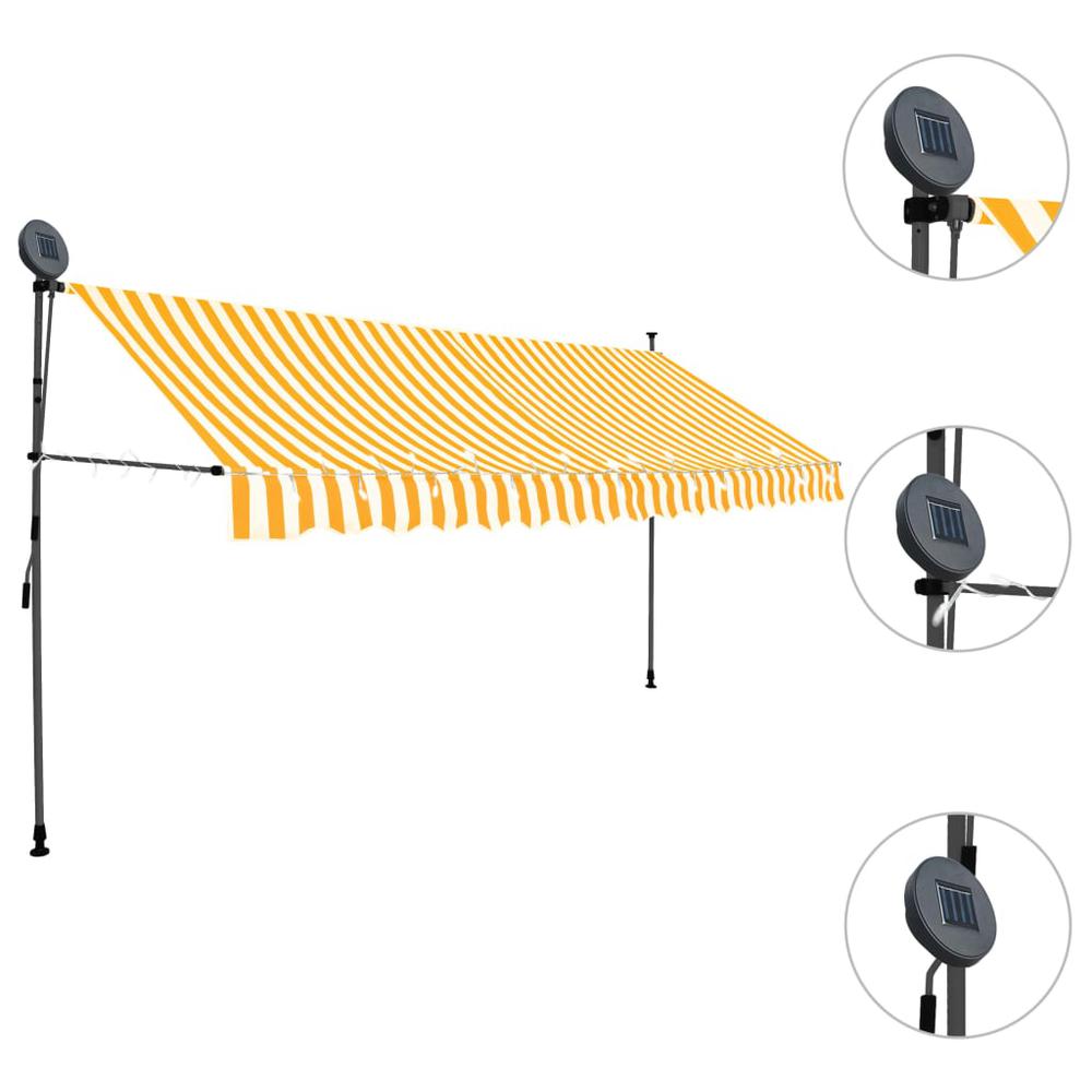 Manual Retractable Awning with LED 137.8" White and Orange. Picture 2