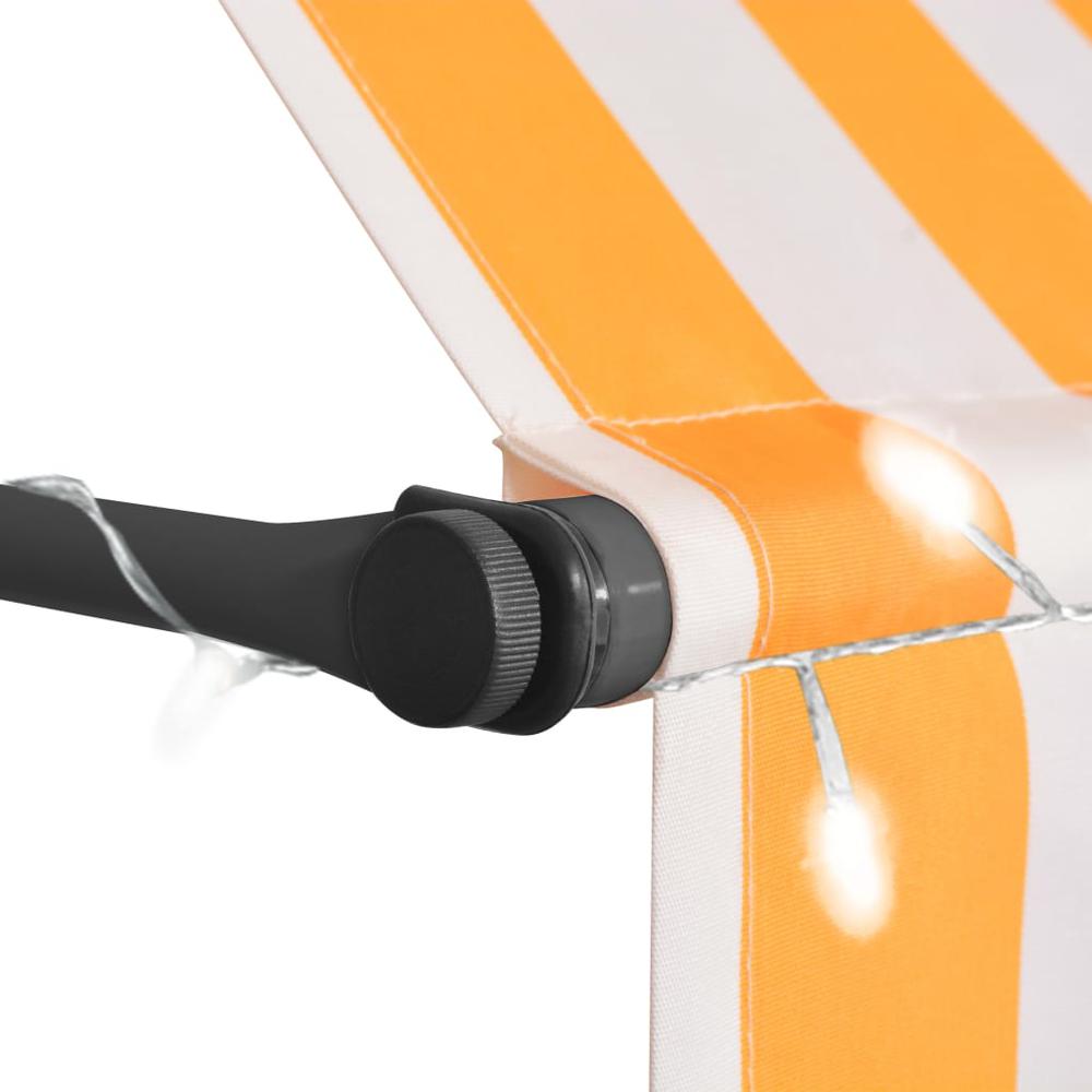 Manual Retractable Awning with LED 137.8" White and Orange. Picture 3