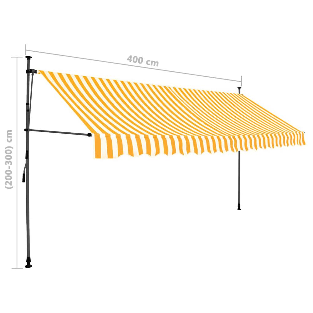 Manual Retractable Awning with LED 157.5" White and Orange. Picture 7