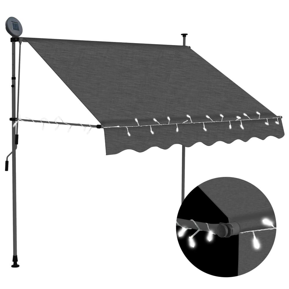 vidaXL Manual Retractable Awning with LED 59.1" Anthracite, 145863. Picture 1