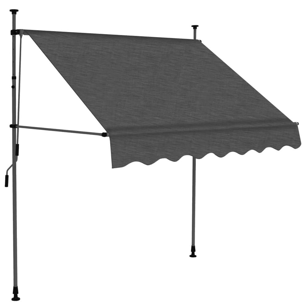vidaXL Manual Retractable Awning with LED 78.7" Anthracite, 145864. Picture 2