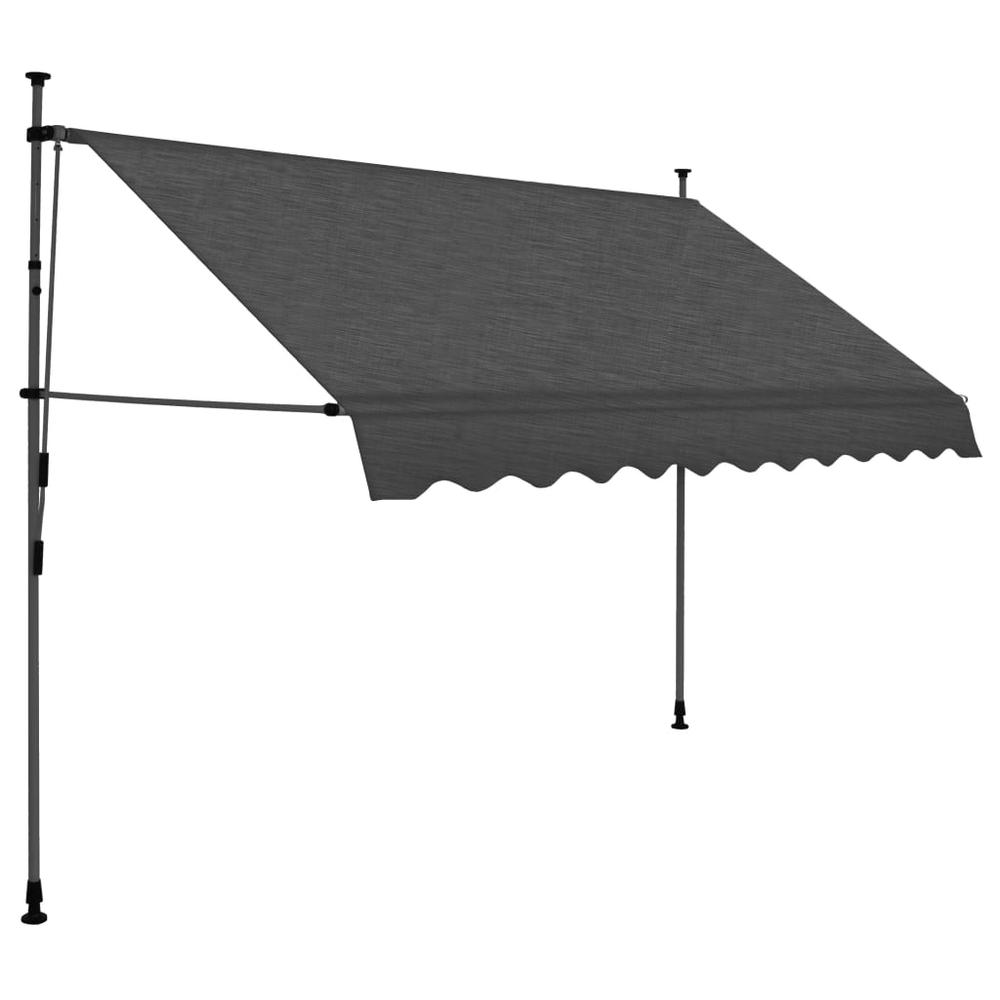 vidaXL Manual Retractable Awning with LED 98.4" Anthracite, 145865. Picture 2
