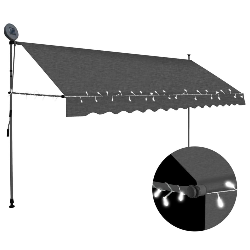 vidaXL Manual Retractable Awning with LED 137.8" Anthracite, 145867. The main picture.