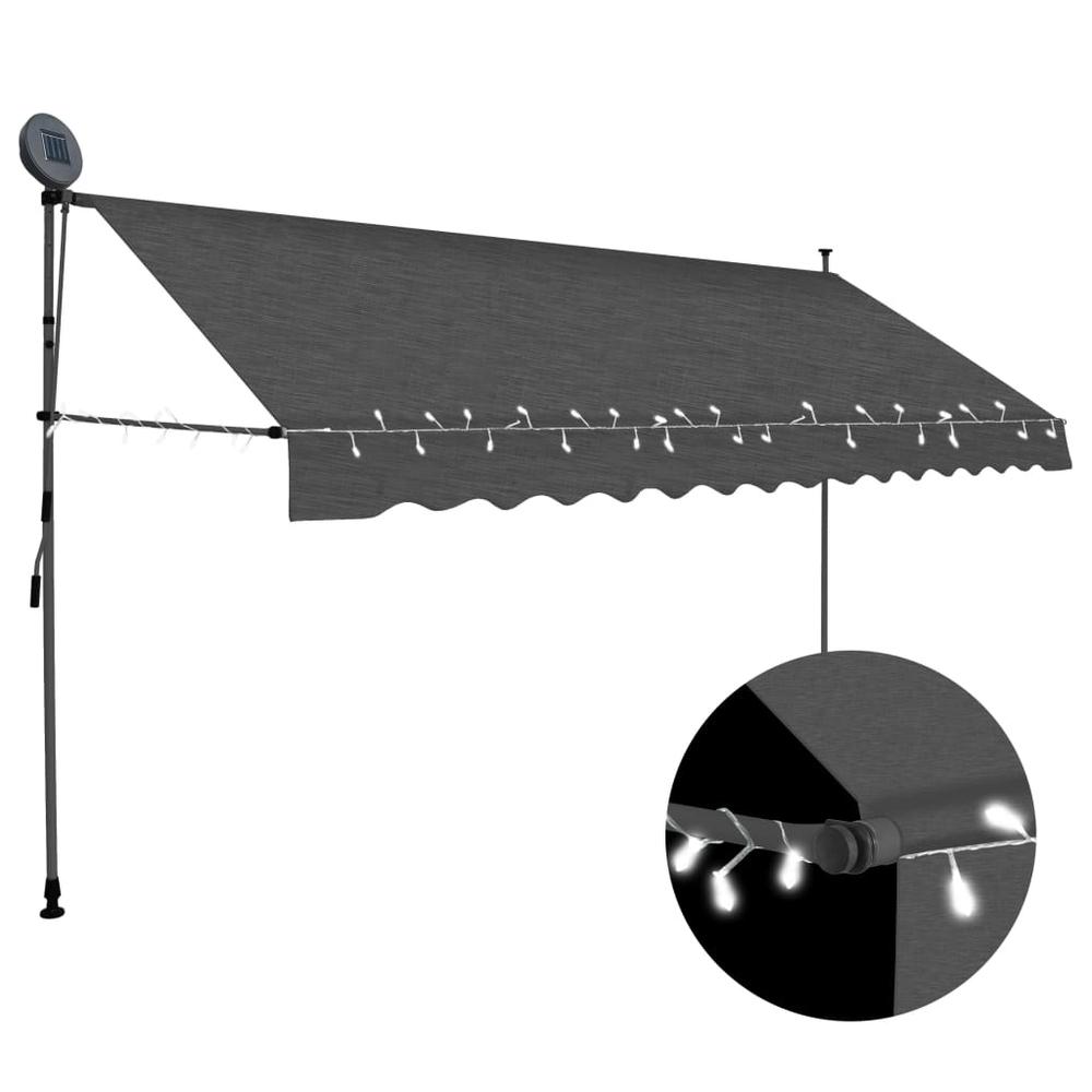 vidaXL Manual Retractable Awning with LED 157.5" Anthracite, 145868. Picture 1