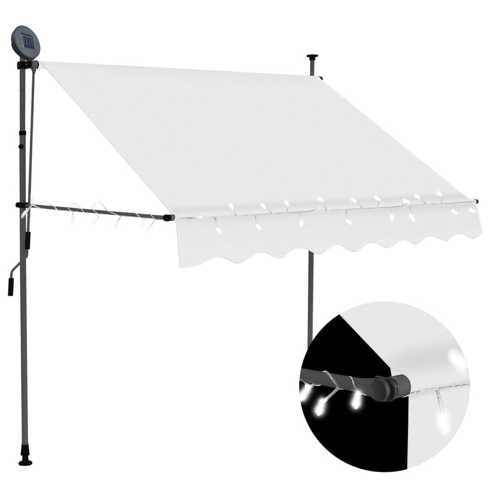 vidaXL Manual Retractable Awning with LED 59.1" Cream, 145870. Picture 1