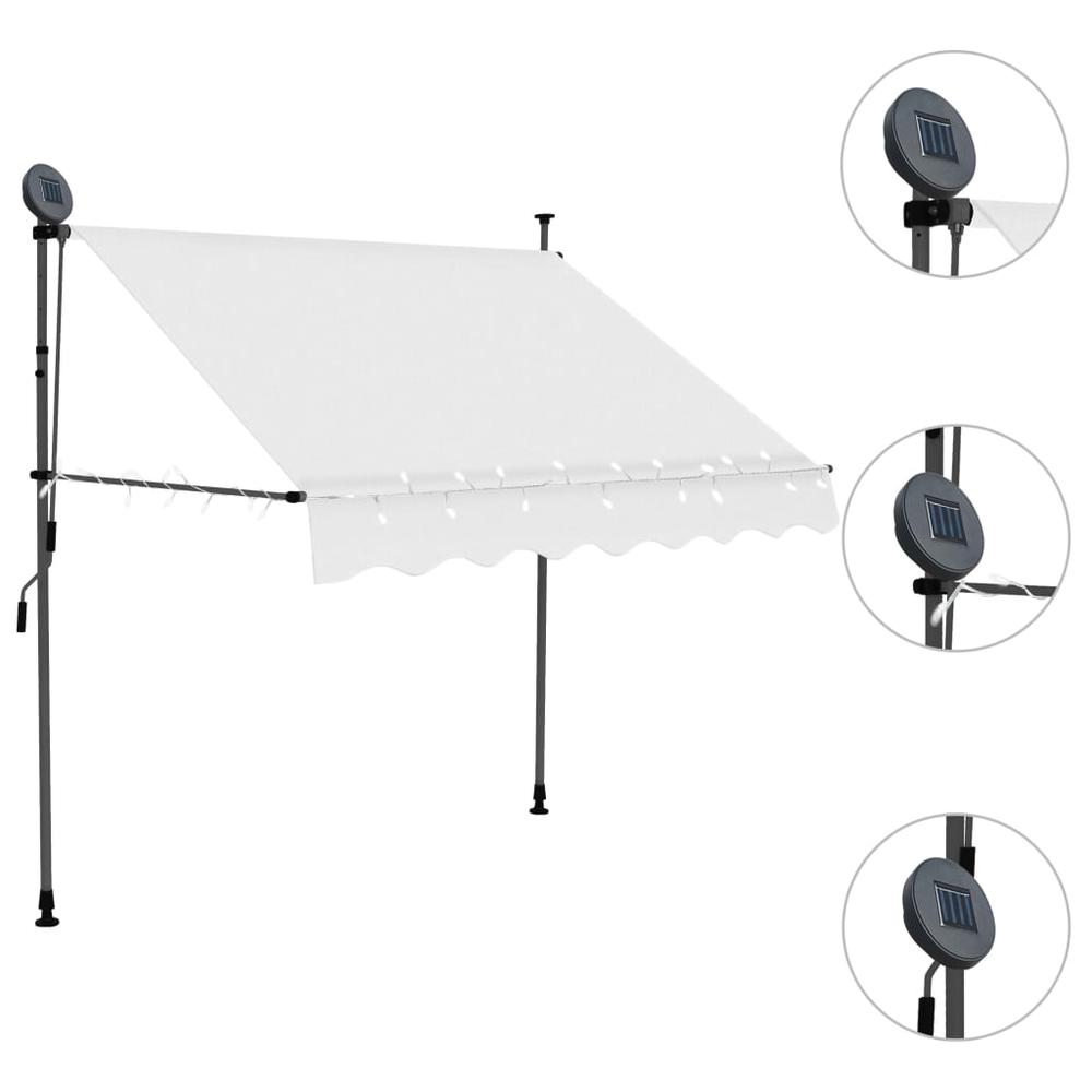 vidaXL Manual Retractable Awning with LED 59.1" Cream, 145870. Picture 3