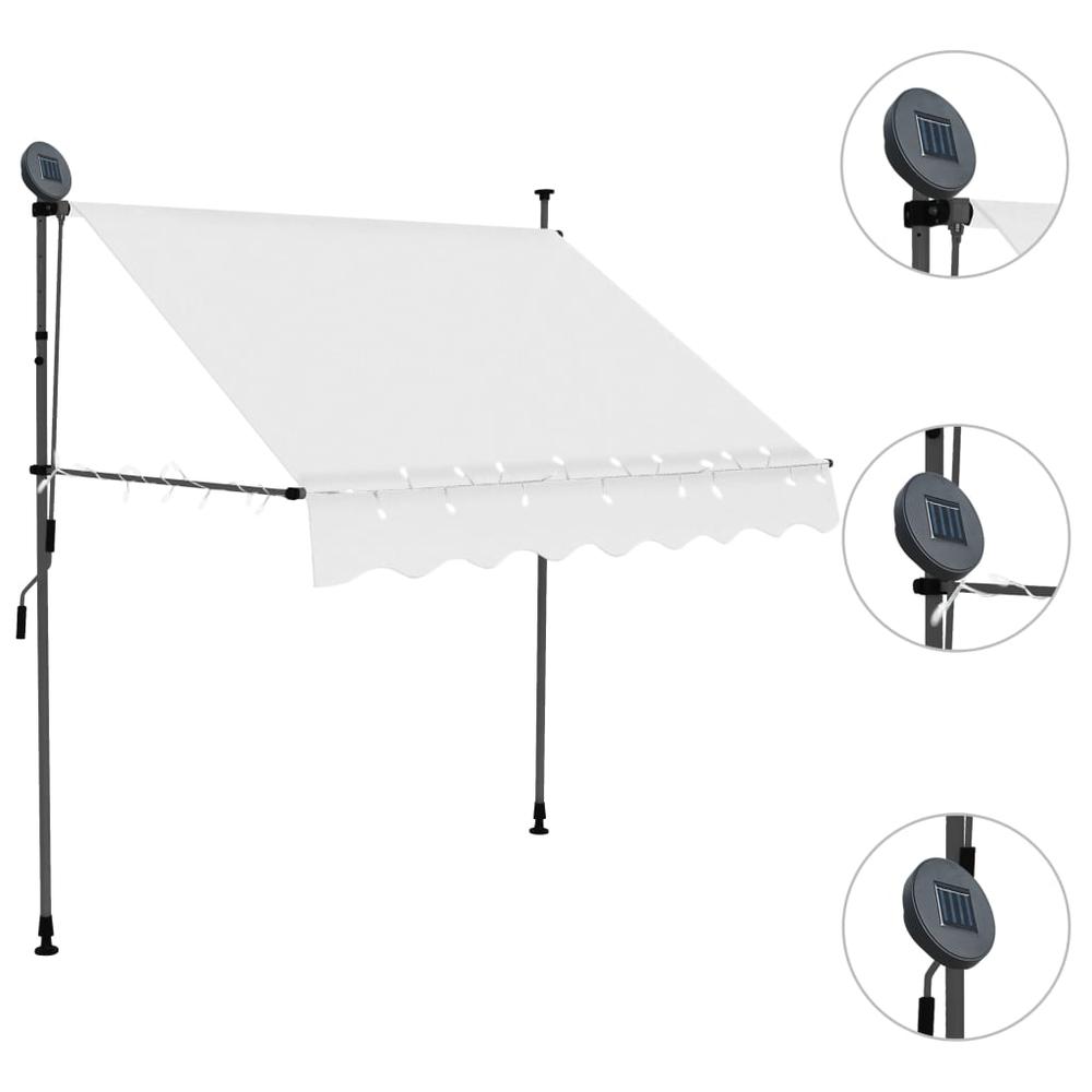 vidaXL Manual Retractable Awning with LED 78.7" Cream, 145871. Picture 3
