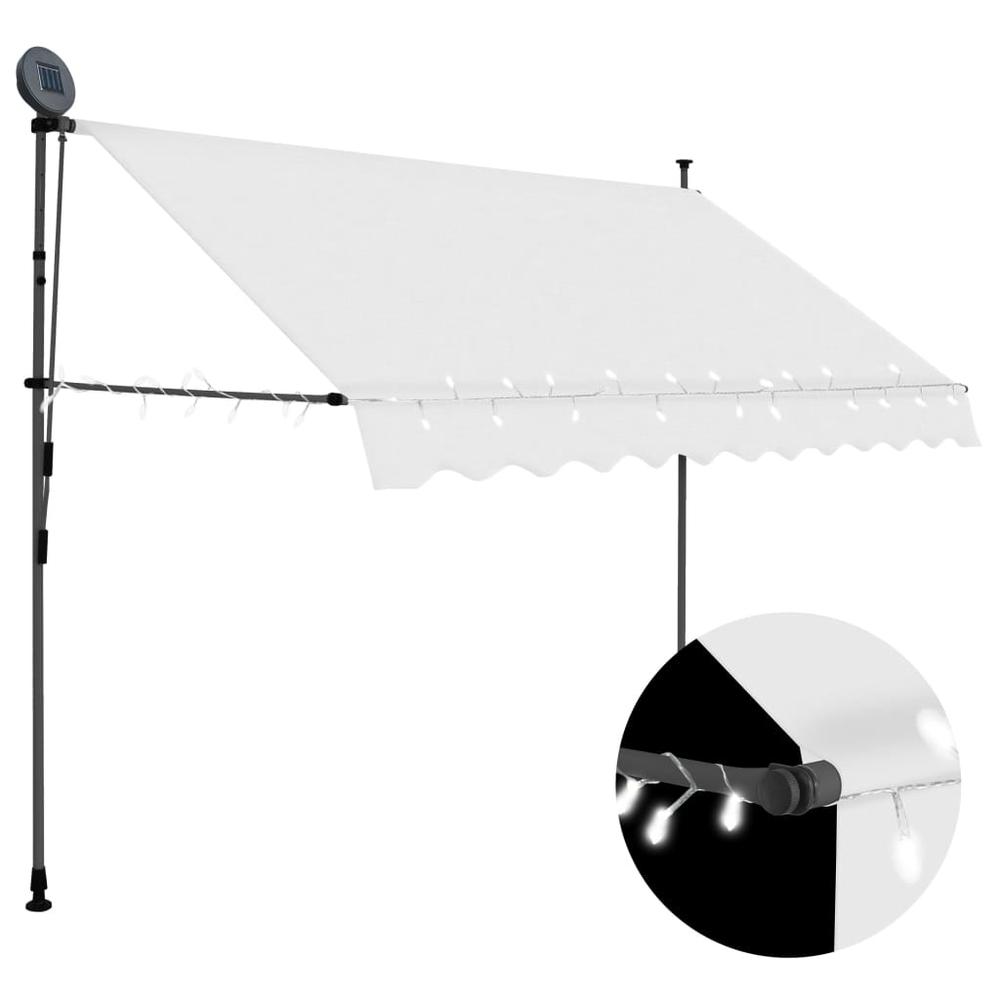 vidaXL Manual Retractable Awning with LED 98.4" Cream, 145872. Picture 1