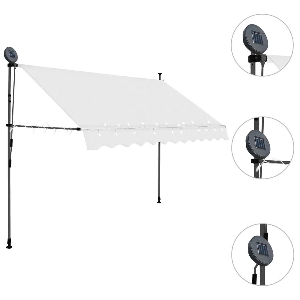 vidaXL Manual Retractable Awning with LED 98.4" Cream, 145872. Picture 3