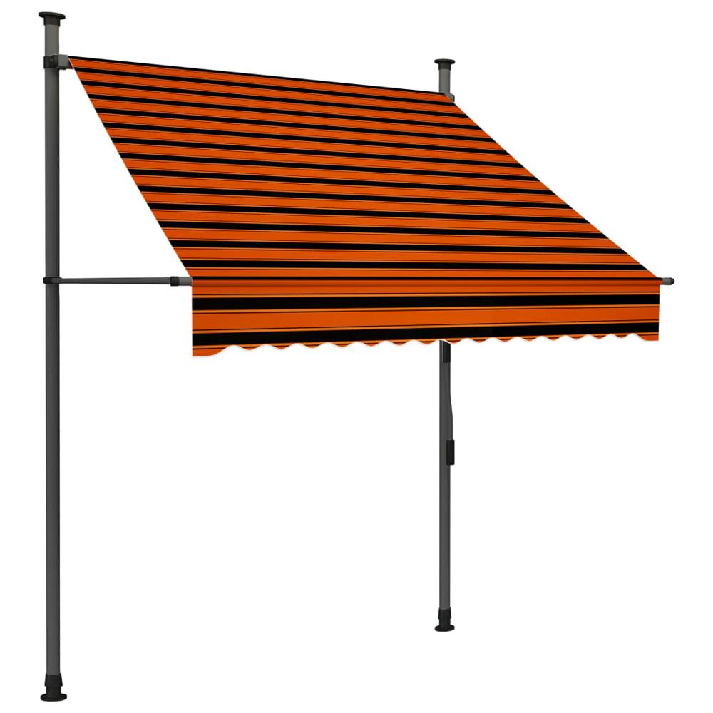 Manual Retractable Awning with LED 59.1" Orange and Brown. Picture 1