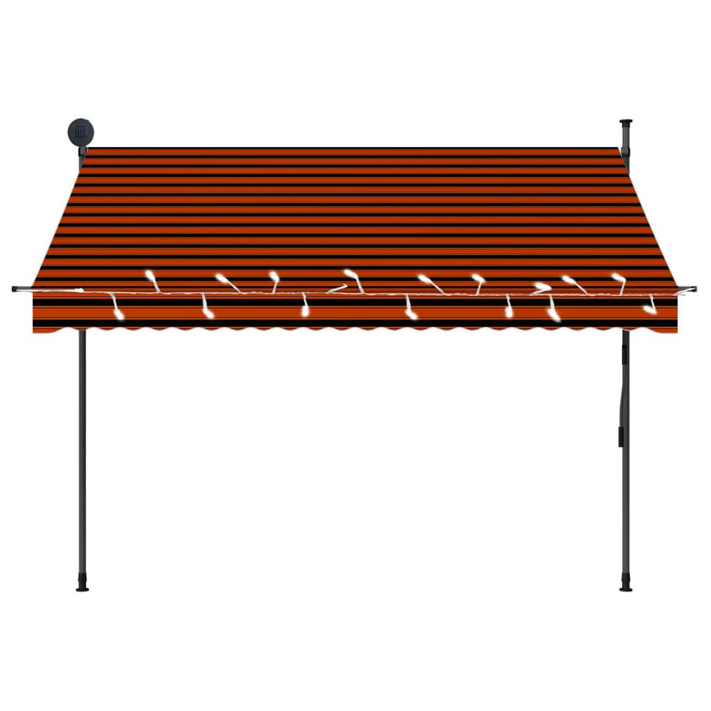 Manual Retractable Awning with LED 98.4" Orange and Brown. Picture 3