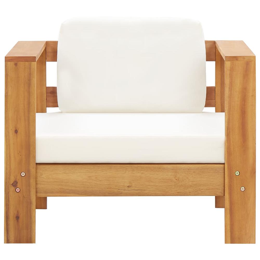 Patio Chair with Cushion Cream Solid Acacia Wood. Picture 1