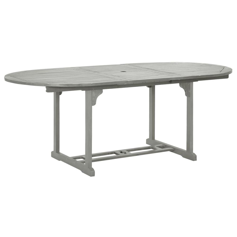 Patio Table Gray 78.7" x 39.4" x 29.5" Solid Acacia Wood. Picture 1