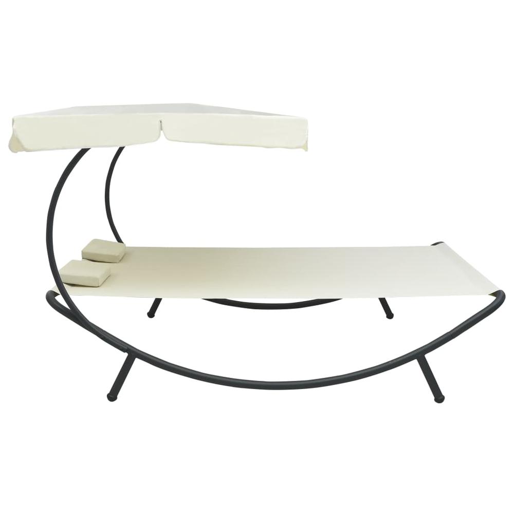 vidaXL Outdoor Lounge Bed with Canopy and Pillows Cream White, 48068. Picture 3