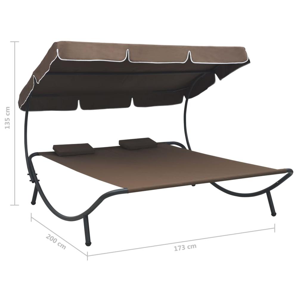 vidaXL Outdoor Lounge Bed with Canopy and Pillows Brown, 48069. Picture 7