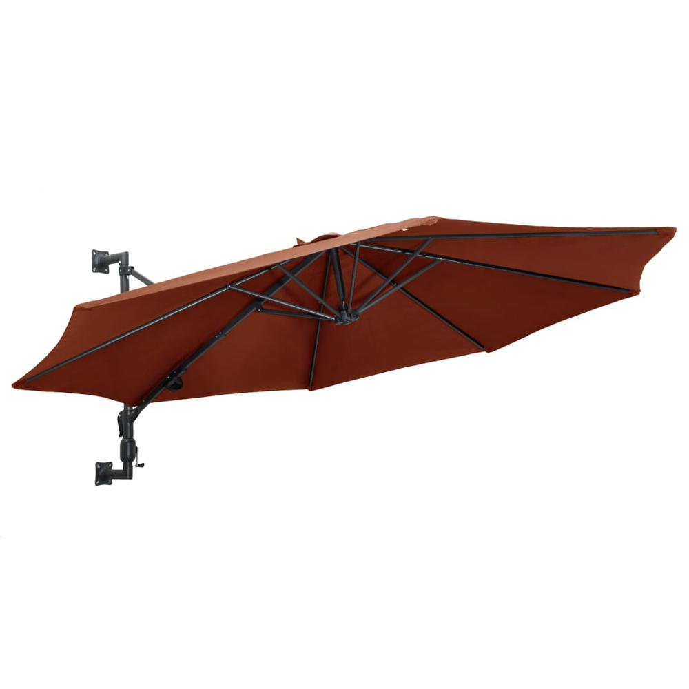 vidaXL Wall-Mounted Parasol with Metal Pole 118.1" Terracotta 7299. Picture 1