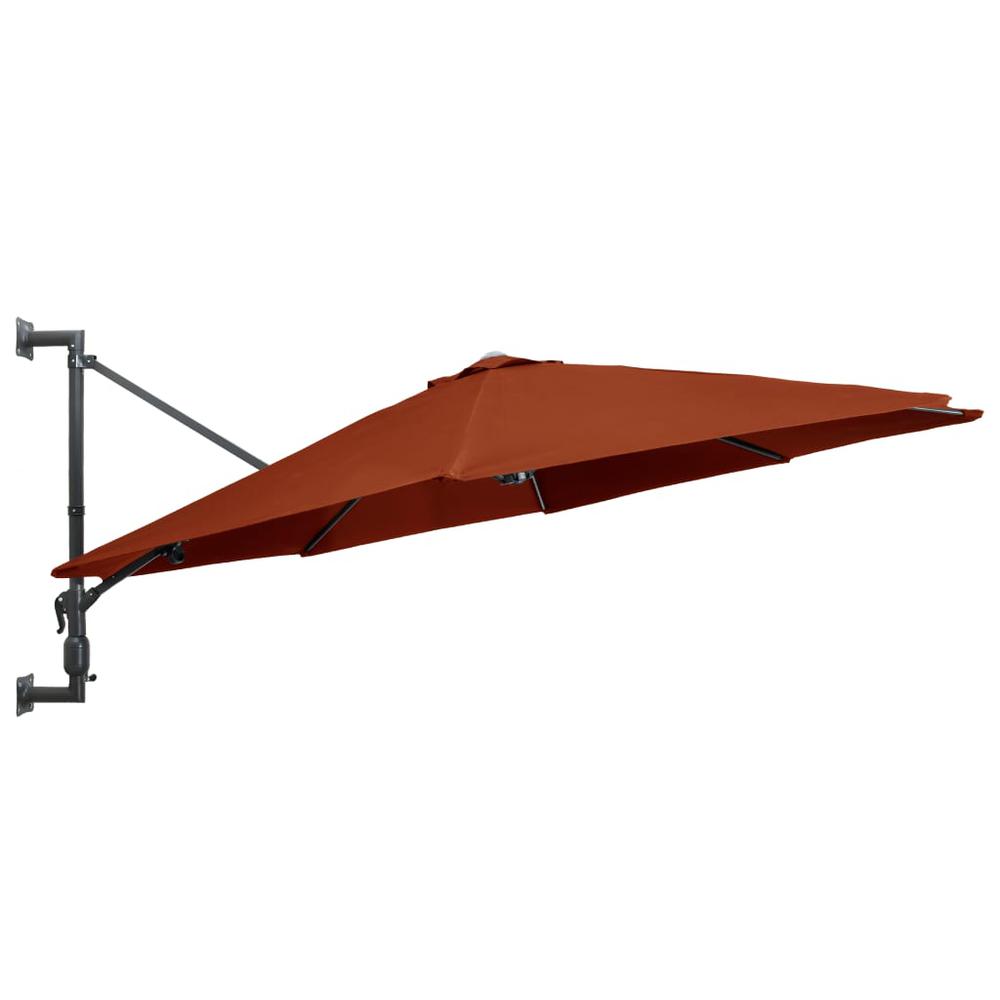 vidaXL Wall-Mounted Parasol with Metal Pole 118.1" Terracotta 7299. Picture 3