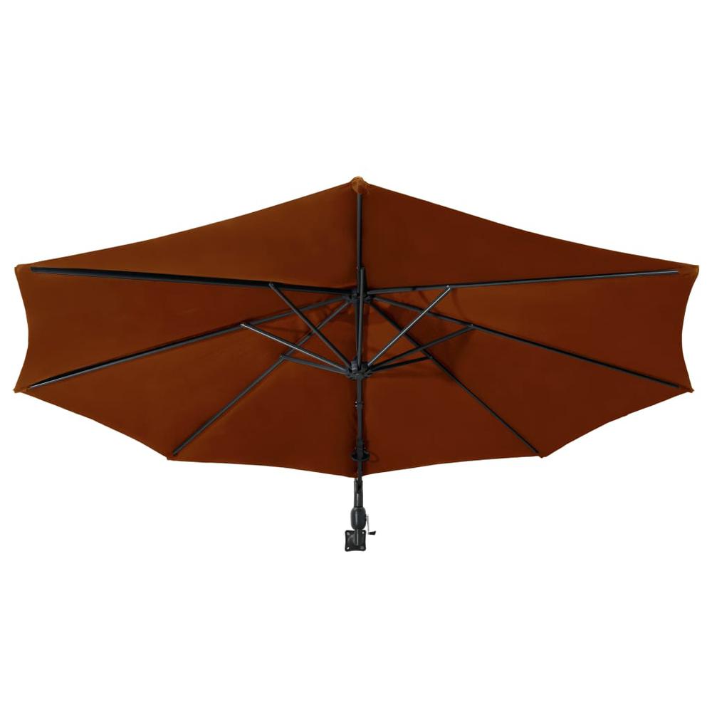 vidaXL Wall-Mounted Parasol with Metal Pole 118.1" Terracotta 7299. Picture 4
