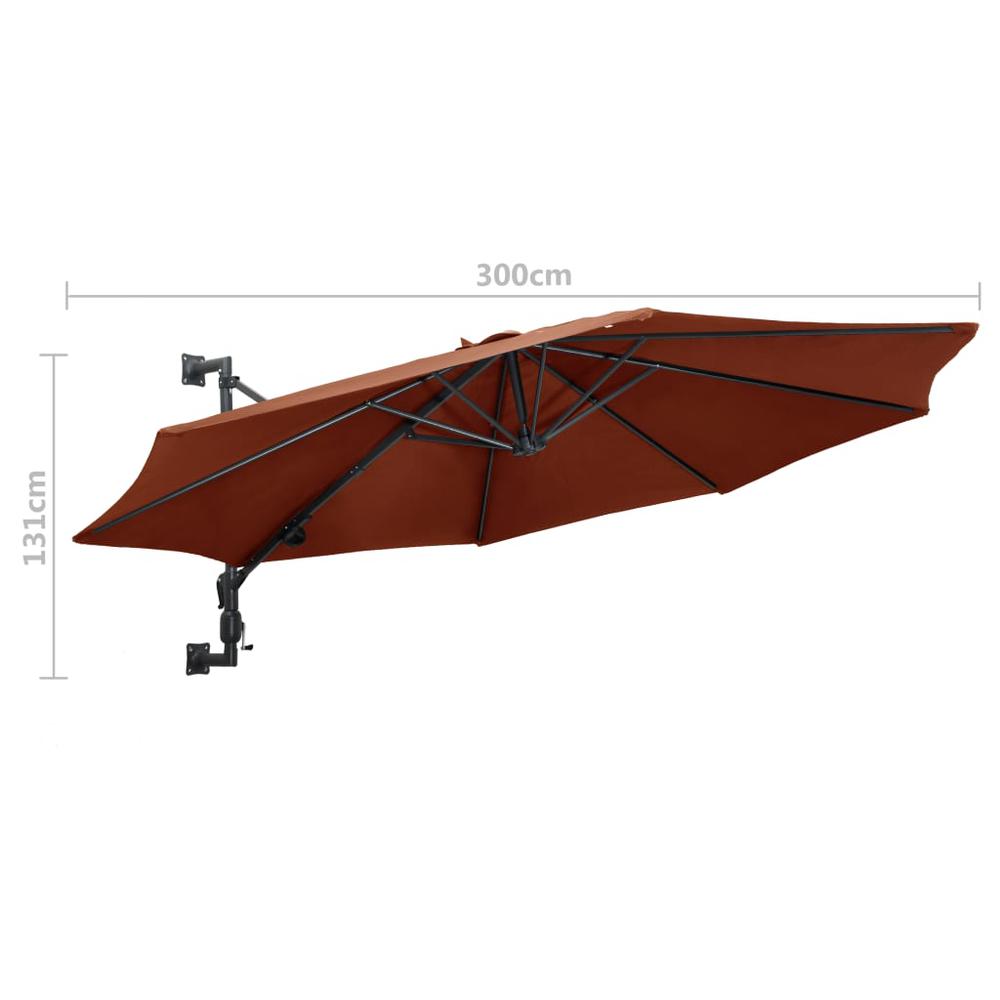 vidaXL Wall-Mounted Parasol with Metal Pole 118.1" Terracotta 7299. Picture 7