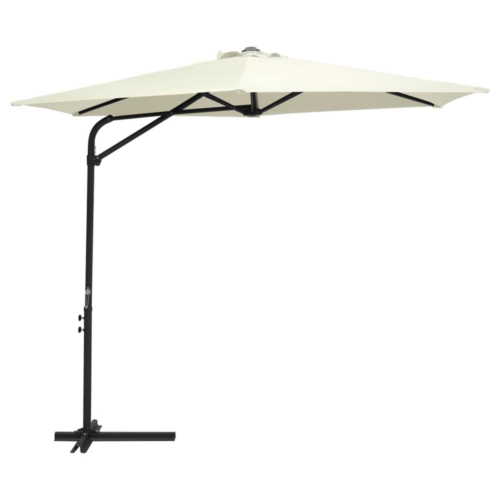 vidaXL Outdoor Parasol with Steel Pole 118.1" Sand White 7313. Picture 1