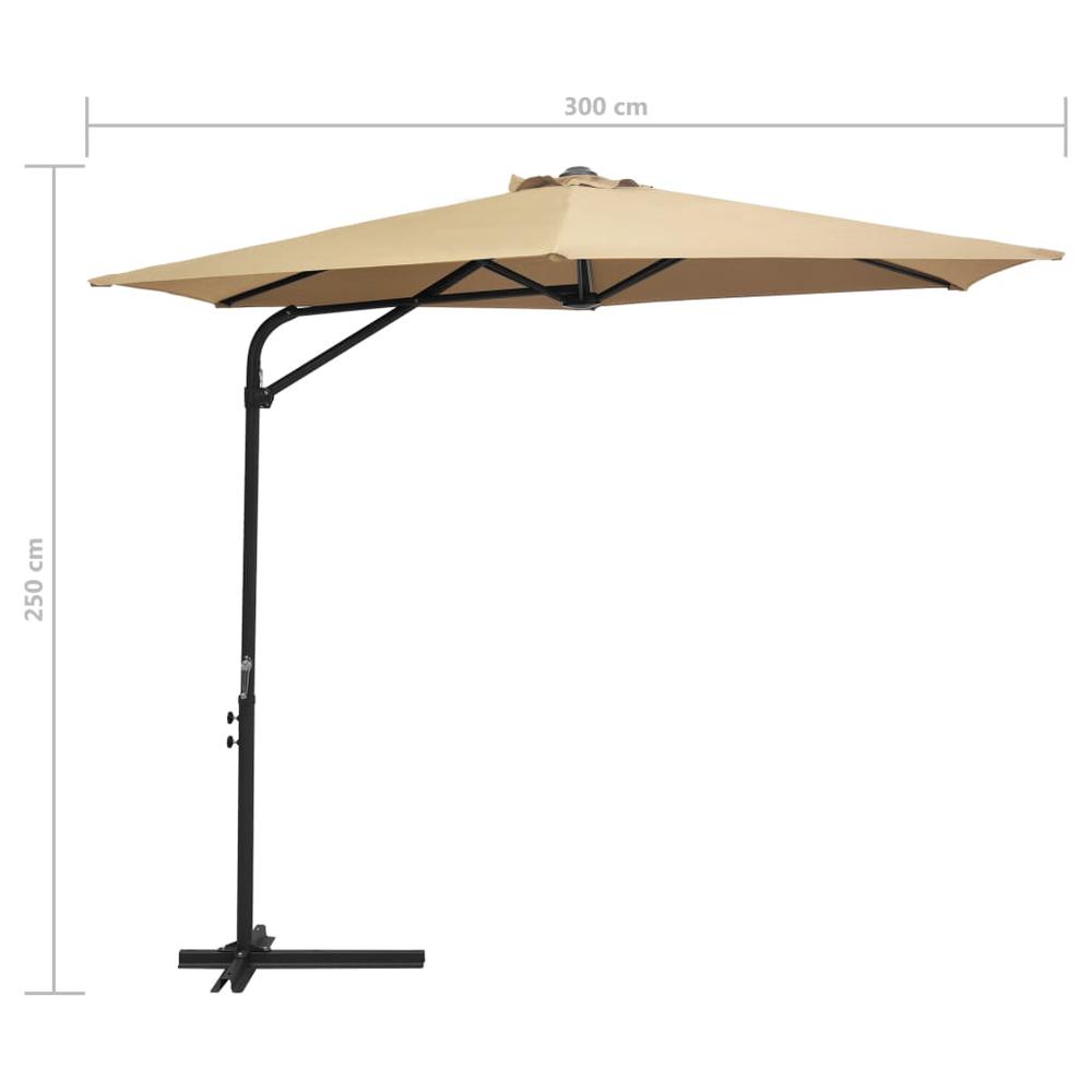 vidaXL Outdoor Parasol with Steel Pole 118.1" Taupe 7315. Picture 7