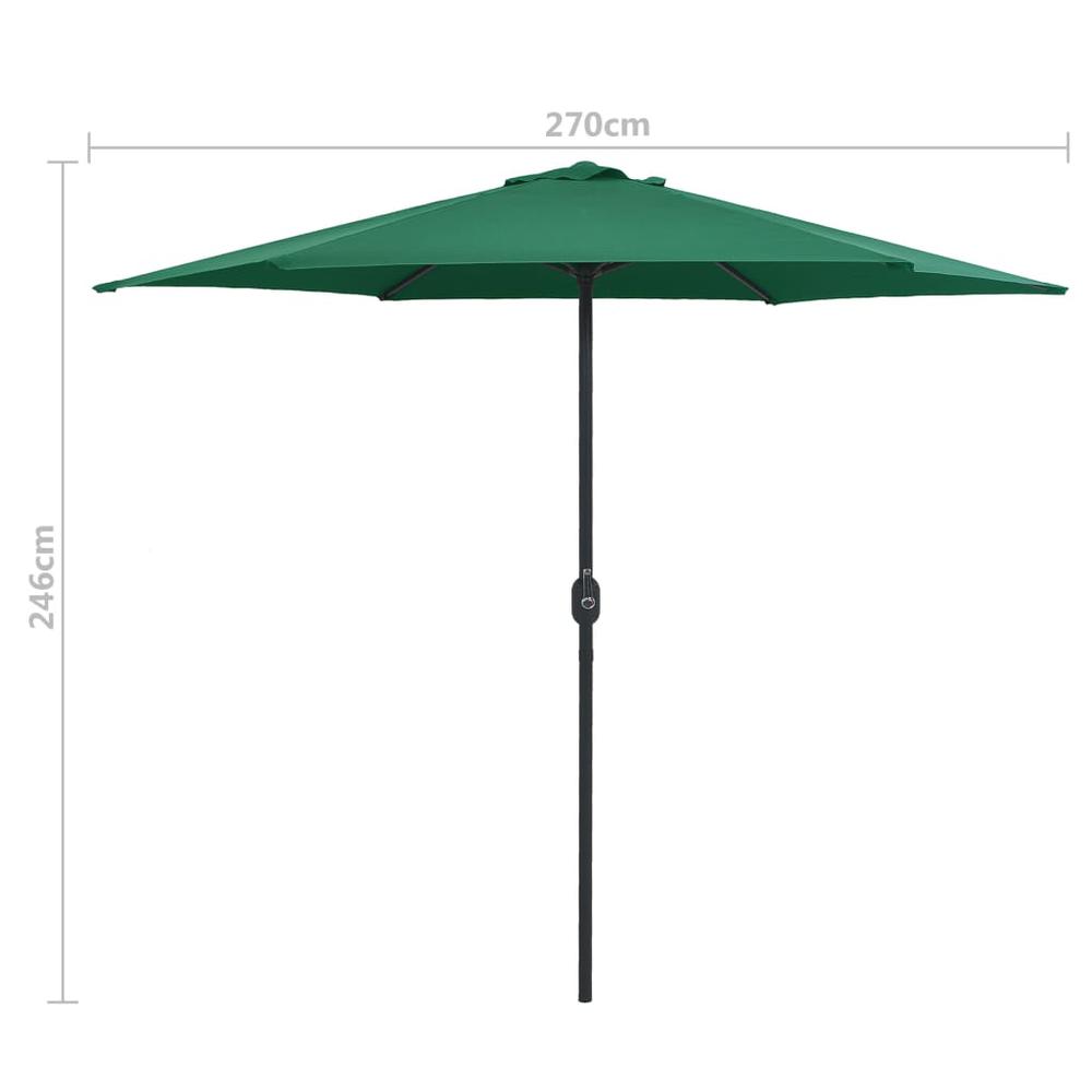 vidaXL Outdoor Parasol with Aluminum Pole 106.3"x96.9" Green 7344. Picture 7