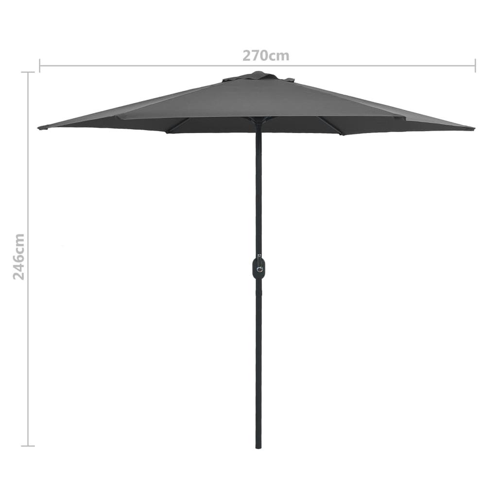 vidaXL Outdoor Parasol with Aluminum Pole 106.3"x96.9" Anthracite 7346. Picture 7