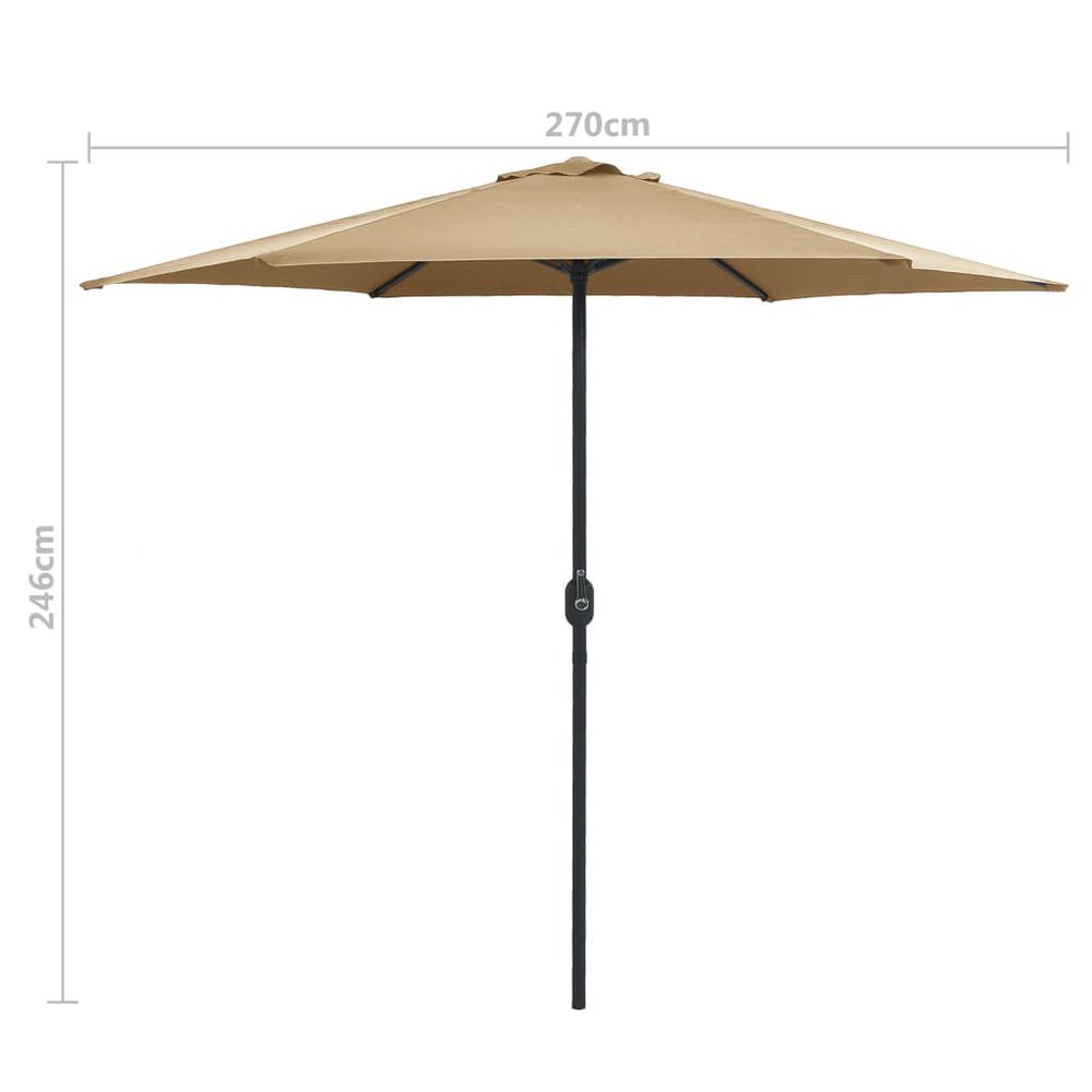 vidaXL Outdoor Parasol with Aluminum Pole 106.3"x96.9" Taupe 7347. Picture 7