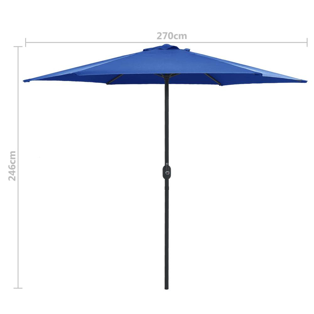 vidaXL Outdoor Parasol with Aluminum Pole 106.3"x96.9" Azure Blue 7351. Picture 7