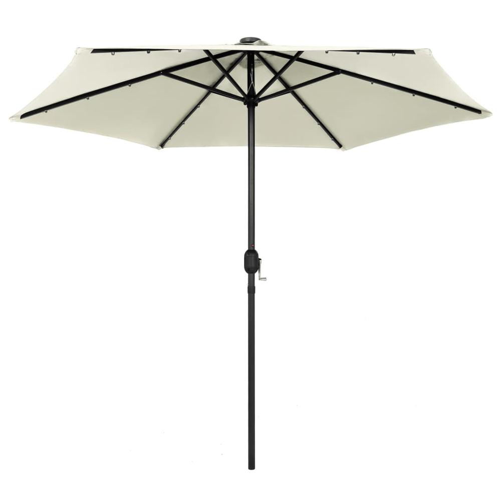 vidaXL Parasol with LED Lights and Aluminum Pole 106.3" Sand White 7353. Picture 3
