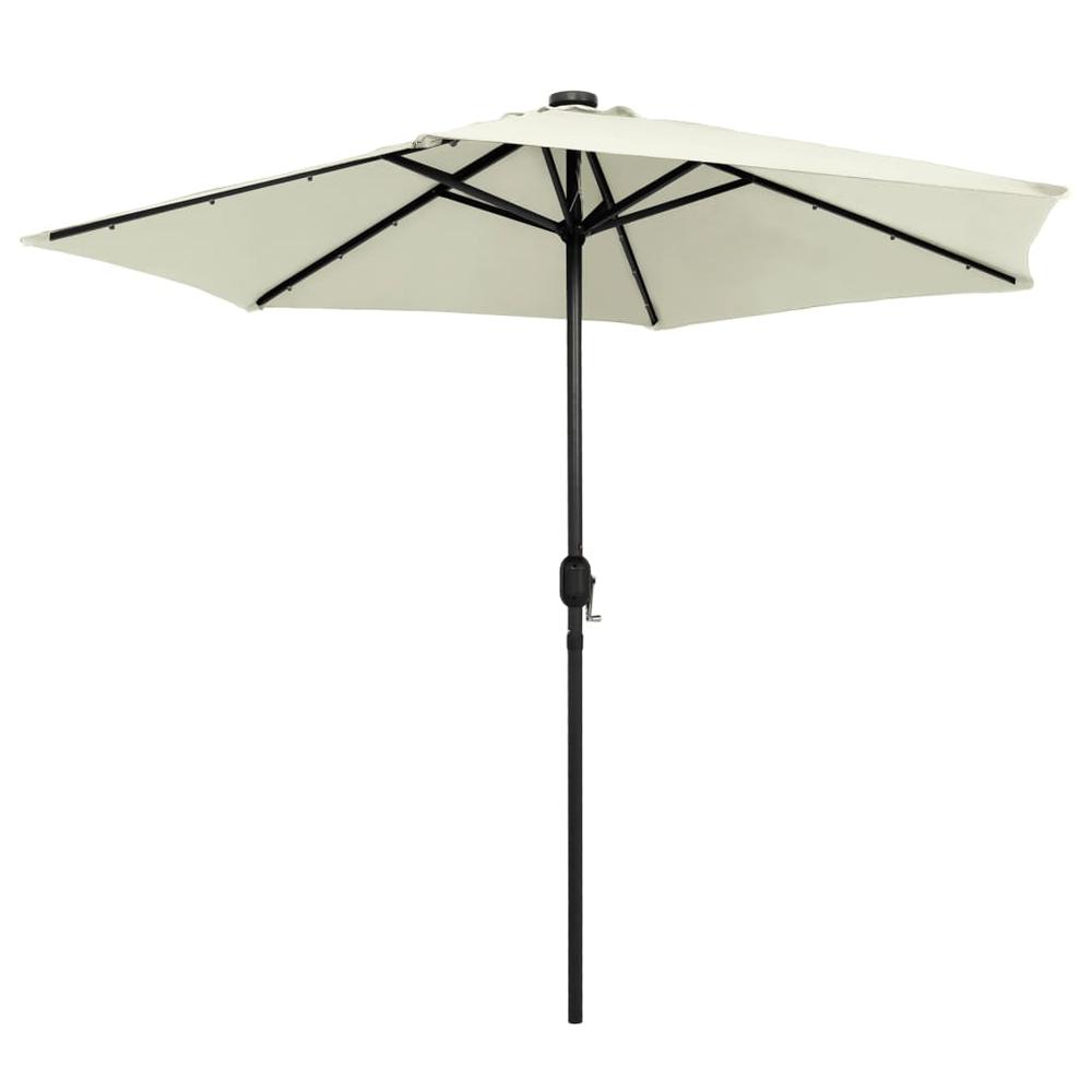 vidaXL Parasol with LED Lights and Aluminum Pole 106.3" Sand White 7353. Picture 4